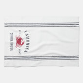 ネイビー&レッドカ素朴ニショアパーソナライズされたハウス キッチンタオル (横)