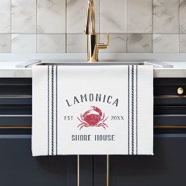 ネイビー&レッドカ素朴ニショアパーソナライズされたハウス キッチンタオル