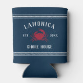 ネイビー&レッドカ素朴ニショアパーソナライズされたハウス 缶クーラー (裏面)