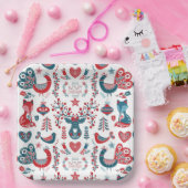 ネイビー&レッドクリスマスススススススカンジナビアフォークアートデザイン ペーパープレート (パーティー)