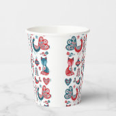 ネイビー&レッドクリスマスススススススカンジナビアフォークアートデザイン 紙コップ (左)