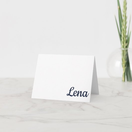 ネイビー、レッド オックスフォード、MS 個人名入りグリーティングカード サンキューカード (正面)