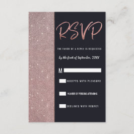 ネイビー ローズゴールド グリッター カラー ブロック RSVP 招待状
