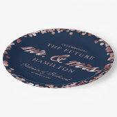 ネイビー ローズゴールド フューチャー ミスター＆ミセス 婚約パーティー ペーパープレート (アングル)