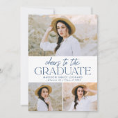 ネイビー |写真卒業パーティーの応援 招待状 (正面)