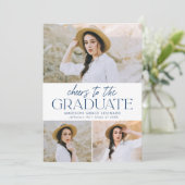 ネイビー |写真卒業パーティーの応援 招待状 (スタンド正面)