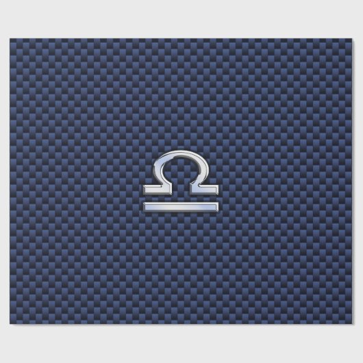 ネイビー〔占星術の〕十二宮図のライブラカーボンファイバーの記号 ラッピングペーパー (フラット)