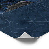 ネイビー〔占星術の〕十二宮図魔法 |ダークブルーのゴシックスカルバラ ポスター (角)