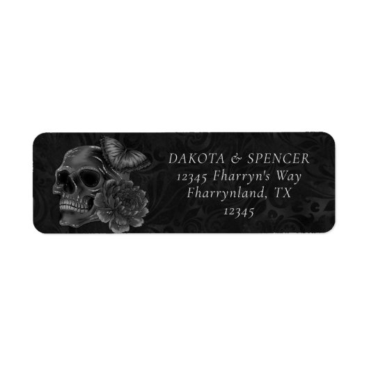 ネイビー〔占星術の〕十二宮図魔法 |ダークブルーのゴシックスカルバラ ラベル (正面)