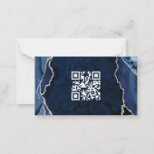 ネイビー、大理石&シルバー瑪瑙詳細ノートカード ノートカード (裏面)