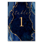 ネイビー、大理石、金ゴールド瑪瑙テーブルカード テーブルナンバー (正面)