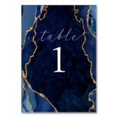 ネイビー、大理石、金ゴールド瑪瑙テーブルカード テーブルナンバー (裏面)
