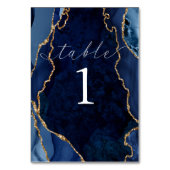 ネイビー、大理石、金ゴールド瑪瑙テーブルカード テーブルナンバー (正面)