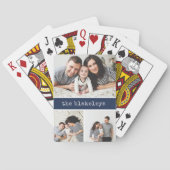 ネイビー |家族パーソナライズされた名3フォトコラージュ トランプ (裏面)