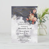 ネイビー 幾何学 水彩 卒業パーティー 招待状 (スタンド正面)