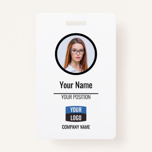 ネイビー – 従業員フォトID会社セキュリティバッジ バッジ (正面)