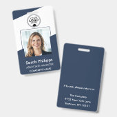 ネイビー |従業員フォトID会社セキュリティバッジ バッジ (Front & Back)