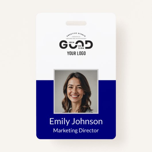 ネイビー |従業員フォトID会社セキュリティバッジ バッジ (正面)