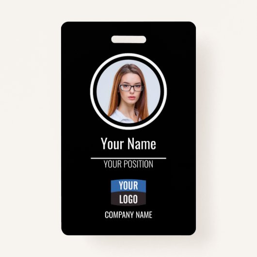 ネイビー – 従業員フォトID会社セキュリティバッジ バッジ (正面)