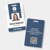 ネイビー |従業員フォトID会社セキュリティバッジ バッジ (正面＆裏面)
