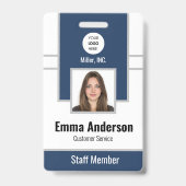 ネイビー |従業員フォトID会社セキュリティバッジ バッジ (正面)