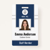ネイビー |従業員フォトID会社セキュリティバッジ バッジ (正面)