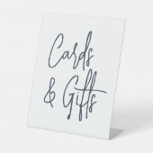 ネイビー |手書きスクリプトウェディングカード&ギフト 台座サイン (正面)