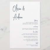 ネイビー |手書モダンきスクリプ結婚トのメニュー (正面)