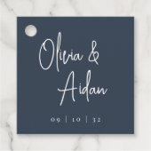 ネイビー |手書モダンきスクリプ結婚ト フェイバータグ (正面)