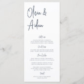 ネイビー |手書モダンきスクリプ結婚ト メニュー (正面)