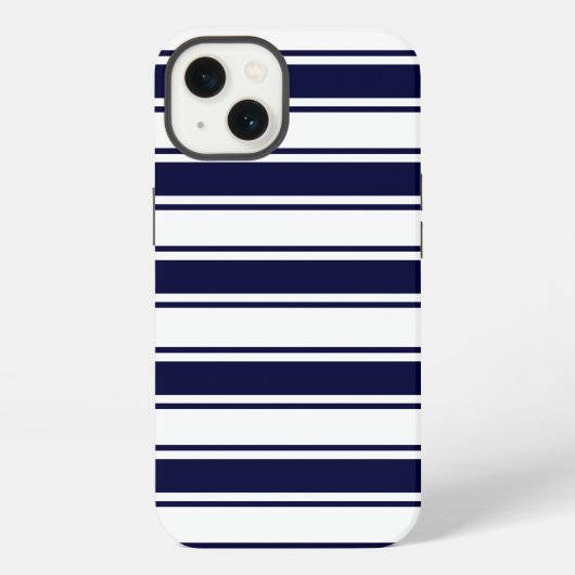 ネイビー・水平ストライプ iPhoneケース (裏面)