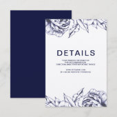 ネイビー 牡丹 シンプル 情報カード エンクロージャーカード (正面/裏面)