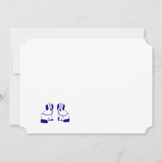 ネイビー（犬）スタッフォードドッグノートカード&スタティエーション 招待状 (正面)
