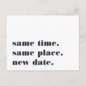 ネイビー | 現代の結婚式延期のお知らせ 案内ポストカード (正面)