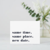 ネイビー | 現代の結婚式延期のお知らせ 案内ポストカード (スタンド正面)