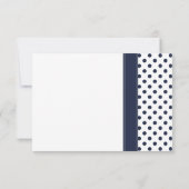 ネイビー 白い水玉 ピンクのデイジー 結婚式 出席返信カード 出欠カード (裏面)