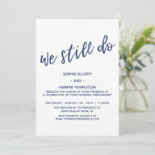 ネイビー 私たちはいまだに誓う 現代の手書きアニバーサリー 招待状 (スタンド正面)