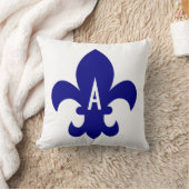 ネイビー（紋章の）フラ・ダ・リモノグラム クッション (ブランケット)