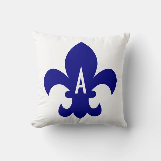 ネイビー（紋章の）フラ・ダ・リモノグラム クッション (正面)
