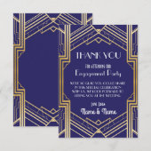 ネイビー 結婚式 御礼 ウェディング パーティー カード (正面/裏面)