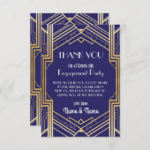 ネイビー 結婚式 御礼 パーティー カード (正面/裏面)