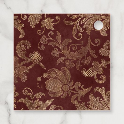 ネイビー、赤とゴールドの花 フェイバータグ (裏面)