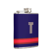 ネイビー+赤イニシャルでパーソナライズストライプする フラスク (右)