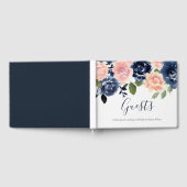 ネイビー&赤面ウォーター結婚カラー婚約パーティ ゲストブック (全面)