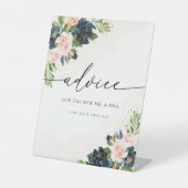 ネイビー&赤面ピンクフローラアドバイス標識 台座サイン (正面)