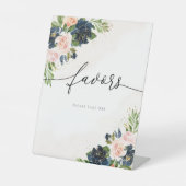 ネイビー&赤面ピンクフローラウィズサイン 台座サイン (正面)