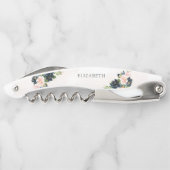 ネイビー&赤面ピンクフローラウェイターのコルク ソムリエナイフ (裏面)