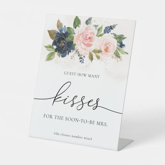 ネイビー&赤面ピンクフローラゲストハウス何人のキス 台座サイン (正面)