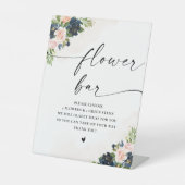 ネイビー&赤面ピンクフローラフラワーバーサイン 台座サイン (正面)