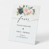 ネイビー&赤面ピンクフローラブライダルシャワーお気に入りサイン 台座サイン (正面)